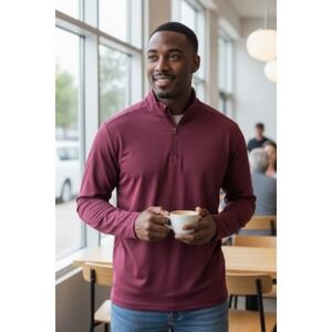 Daniel Cremieux Men's Quarter Zip Pullover Long‎ Sleeve Burgundy Shirt SZ XXL
